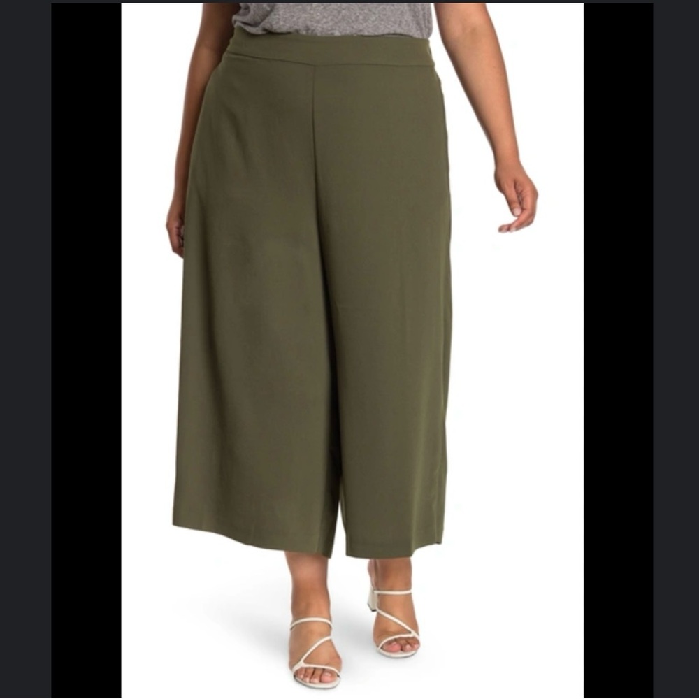 Madewell Huston Wide Leg Pants 2X Green Pull-On Drapey High Rise